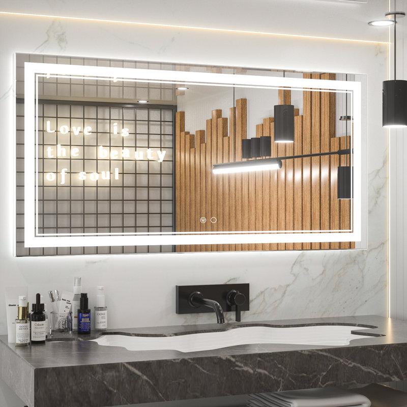 Orren Ellis Adorna Frameless LED 3 Color Dimmable Lighting Bathroom